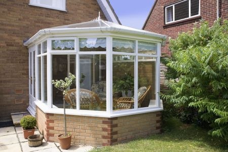 uPVC conservatory with glass roof ready for specialist cleaning