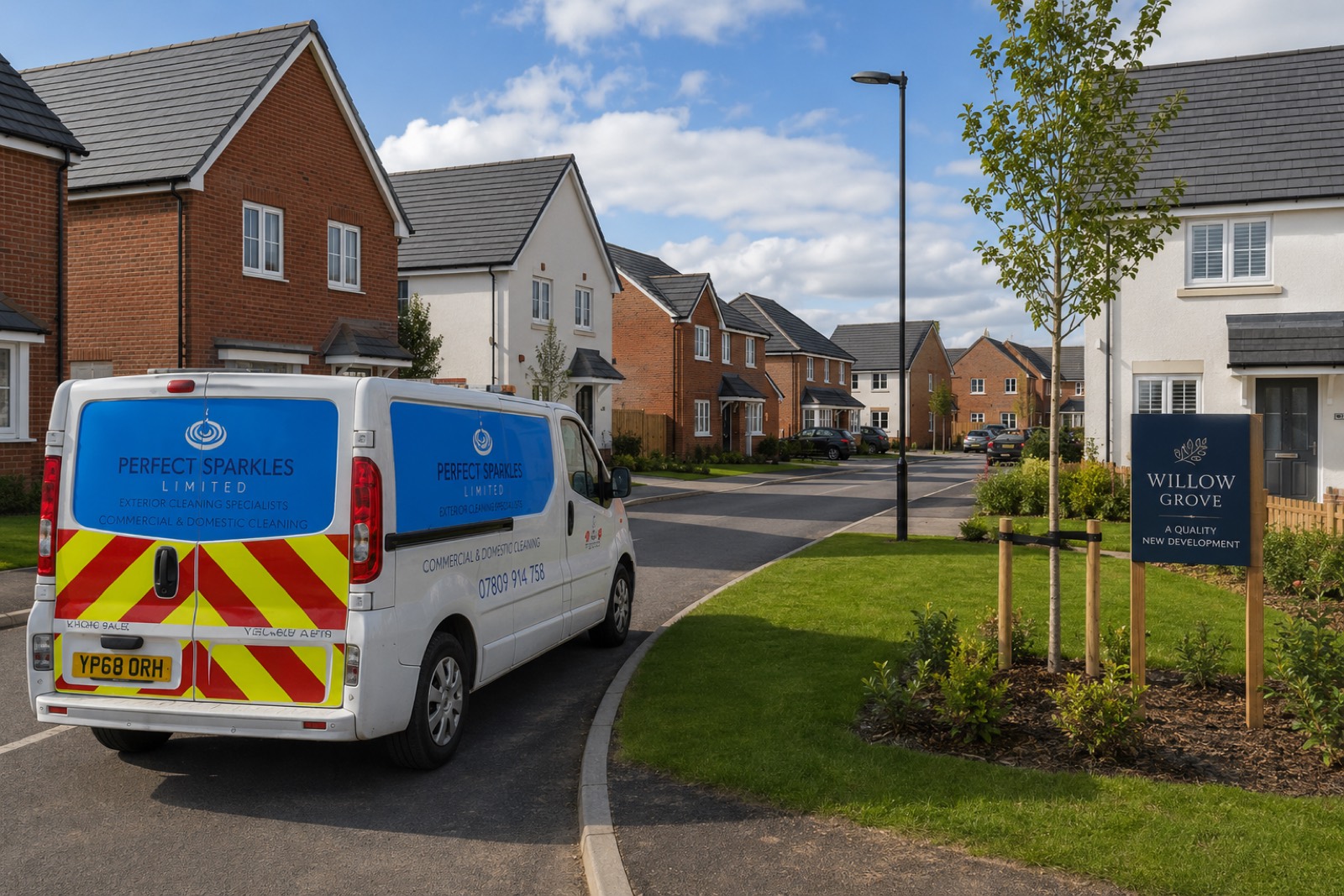 Perfect Sparkles van at Willow Grove new build residential development