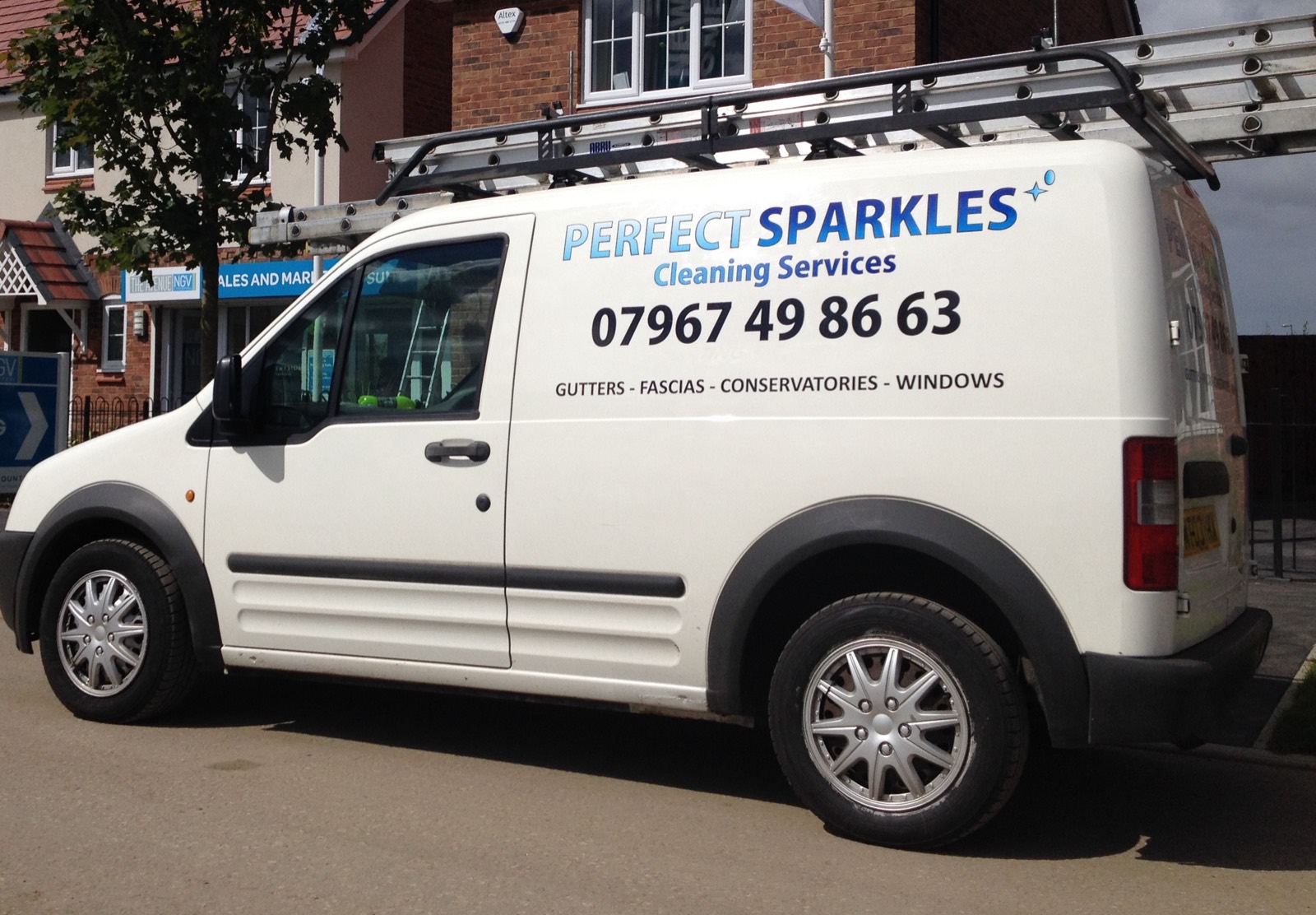 Perfect Sparkles cleaning services branded van displaying service range